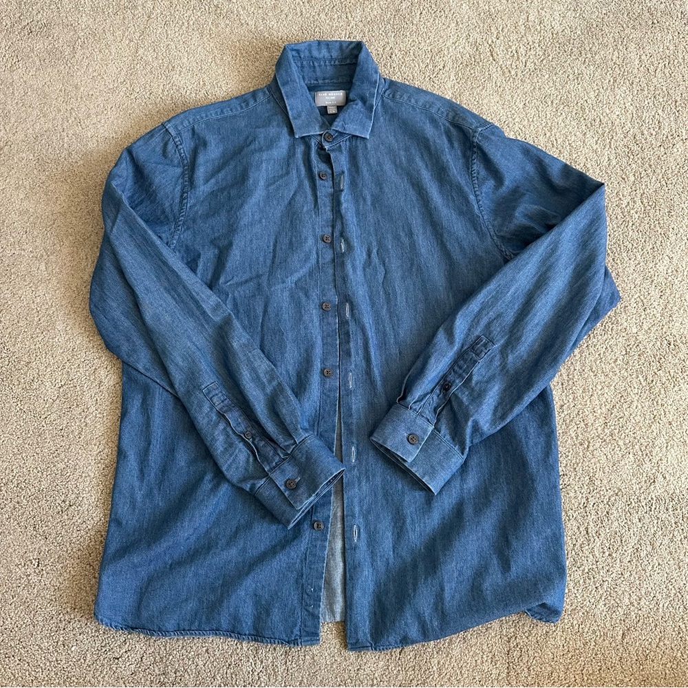 Club Monaco Men’s Slim Fit Chambray Shirt L